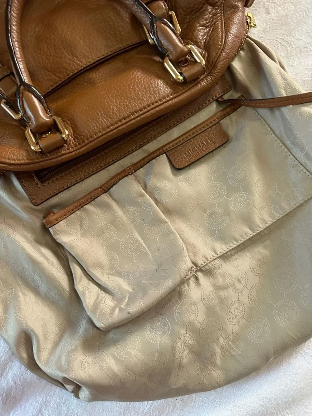 MICHAEL KORS Bedford Satchel Bag Crossbody Bowler Brown